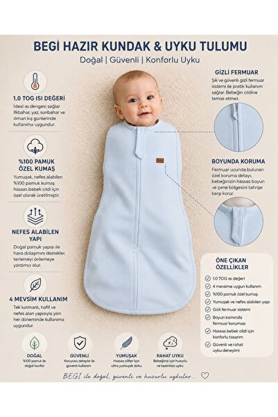 BEGİ 1.0 Tog 0-6 Months Baby Swaddle Sleeping Bag 2705