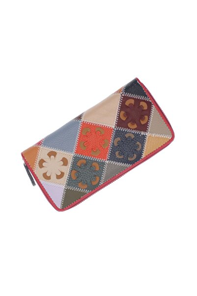 ButicCochet Portofel de damă, piele naturală, ButicCochet, 20x10x2 cm, Multic...
