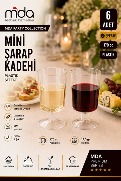 Mini Şarap Kadehi Plastik 6 adet