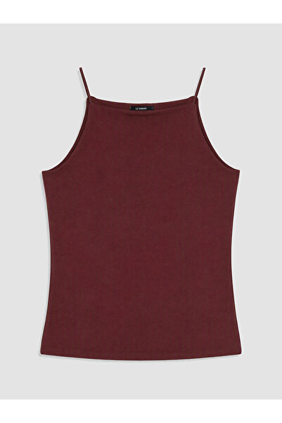LC Waikiki Burgundy Plus Size Women's Tank Top with Rope Straps