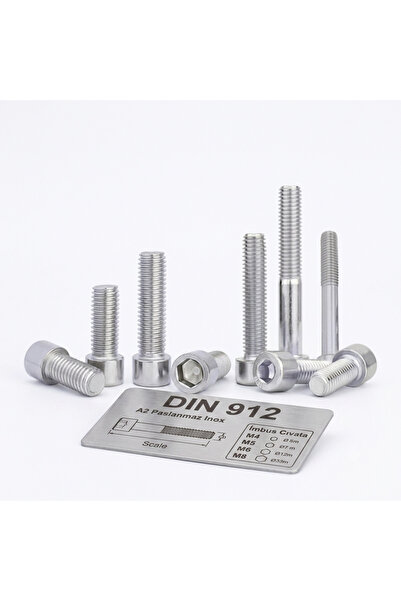 imeci M8x120 DIN 912 A2 Paslanmaz Inox İmbus Cıvata 10 ADET
