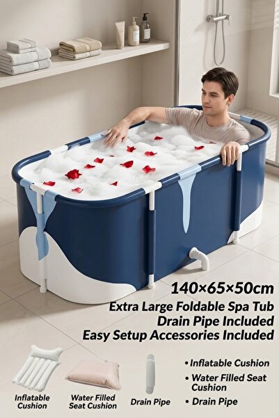 Generic 1 Pvc Foldable Portable Bathtub Spa Soaking Tub 6 Layer Insulated Qui...