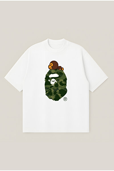 Moon Dancer A Bathing APE zelena majica sa širokim krojem i printom, unisex, ...