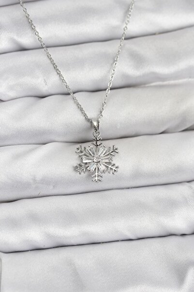 deluxe takı ve giyim 316L Steel Chain Silver Color Snowflake Model Zircon Sto...