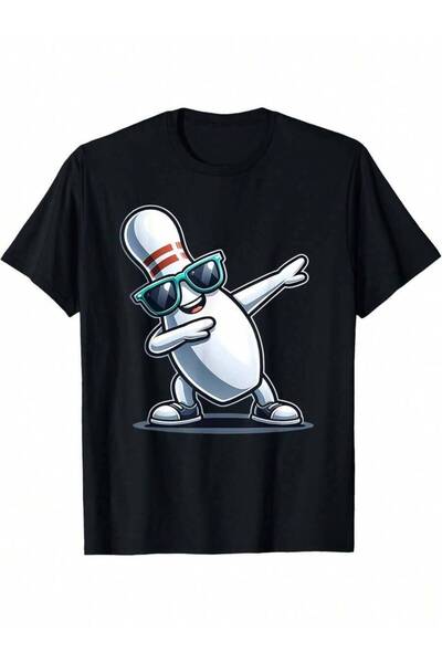 k222 تي شيرت مطبوع عليه Bowling Pin Dabbing Glasses، تي شيرت كاجوال برقبة دائ...