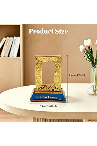ARIANA Exquisite Desktop Photo Frame with Geometric Carved Patterns and Metal...