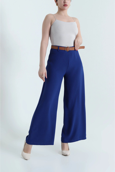 VıoShıne Women's Belted Pocketless Zippered Tencel Crepe Trousers