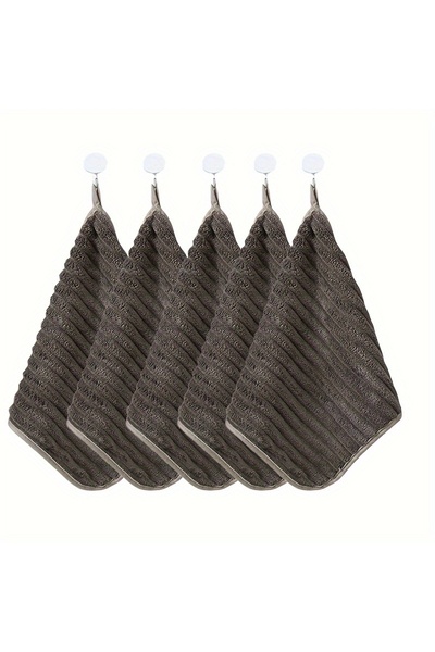 choice2 5pcs Dark Green 5-Piece Luxury Soft Super Absorbent Hand Towel Set - ...