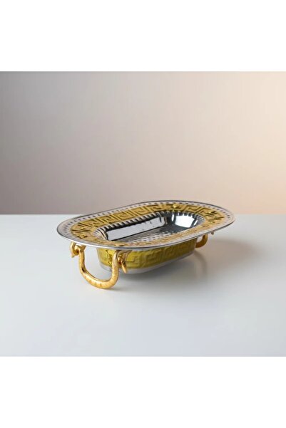 Gereni Serving Tray: Oval Shape Stainless Steel (Stainless Steel) Silver Serv...