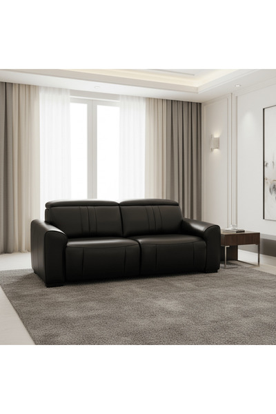 Roots Furniture Canyon Luxe Black Leather Motion Power Sofa
