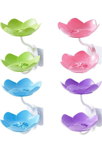 STARSTAR 4-piece double-layer soap dish set with suction cups, no-drilling or...