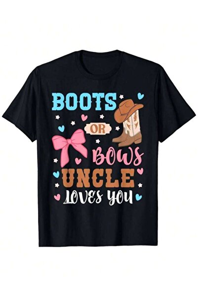 LİNA06 Or Bows Uncle Loves You Reveal-Shirt - Unisex% Casual Short Sleeve Rou...