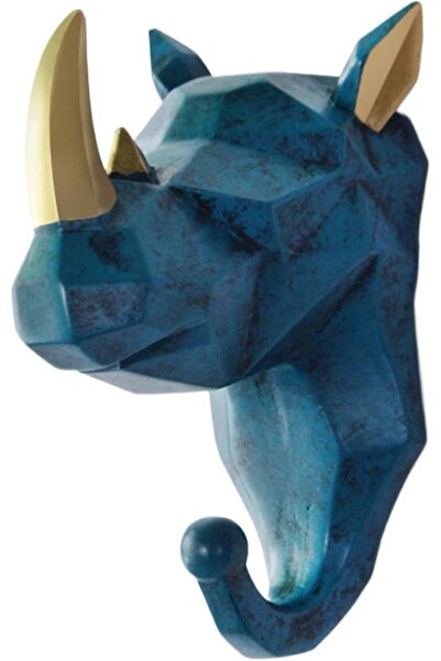 STARSTAR Retro blue rhinoceros-shaped animal decorative coat hook – easy to a...