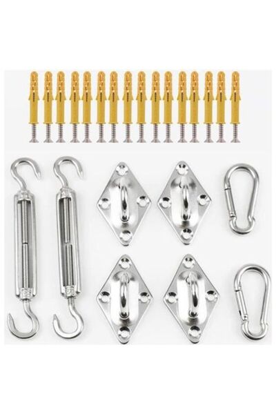 STARSTAR Shade sail installation kit, stainless steel fittings, for triangula...