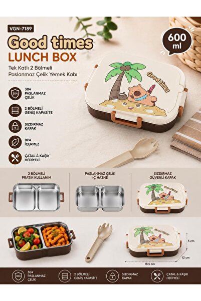 Vagonlife Vgn-7189 Good Times 600 ml Single Layer 2 Compartment Stainless Ste...