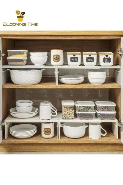 BLOOMING TIME Retractable Kitchen Racks, Layered Storage Racks for Dishes, Co...