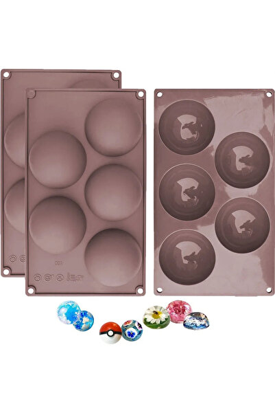 STARSTAR Extra-large five-cavity hemispherical silicone mold, 3 sets of bakin...