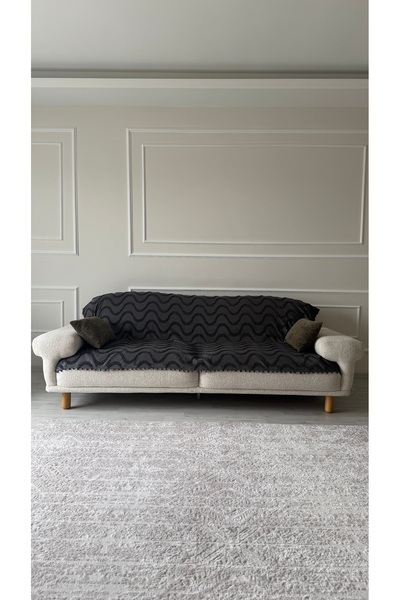 DİLETTO Home Bohemian Wavy Tassel Pompom Sofa Cover 190X220 cm Sofa Bed Sofa ...