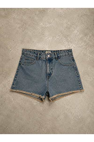 Gofeel Vintage Blue Frayed Denim Shorts