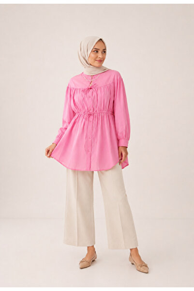 OK BLUME Women's Drawstring Detailed Hijab Shirt