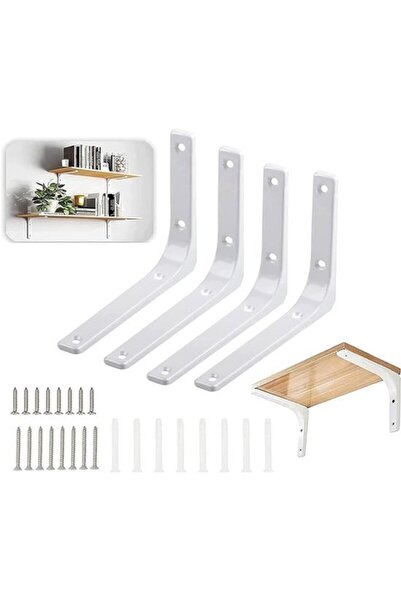STARSTAR Shelf support set - 200x150mm white bracket - stainless steel - indu...