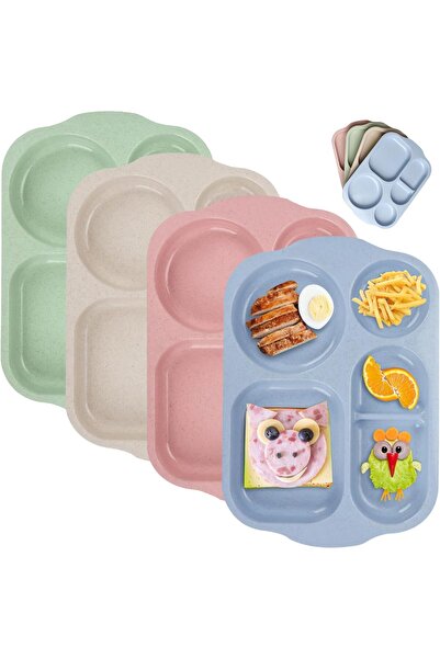 STARSTAR 4-Piece Divider Plate Set: 22cm reusable plate set with 3 dividers, ...