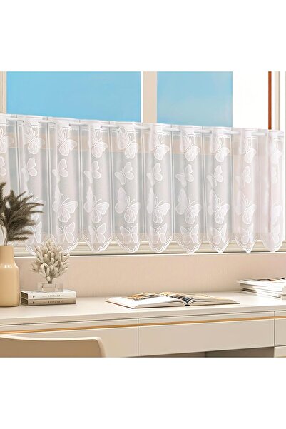 Morvena Picks Perdele bistro din plasă semi-transparentă jacquard Fluture, Va...