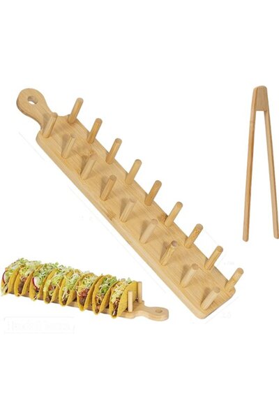 STARSTAR 2-Piece Bamboo Tortilla Rack Set - Sturdy with Clip-on Handle - Stor...