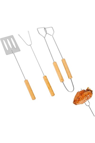 STARSTAR BBQ Tool Set - Three-piece BBQ Tool Set - with Wooden Handle