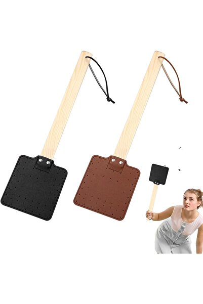 STARSTAR Leather fly swatters, 2-pack heavy-duty leather fly swatters with wo...