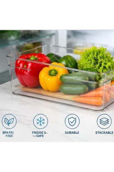 HXD Zoomlion 2-Pack Stackable Fridge Organizer Trays – Clear Plastic Refrigerator Storage Bins for Kitchen, Pantry, Freezer, Cabinet & Countertop Food Organization