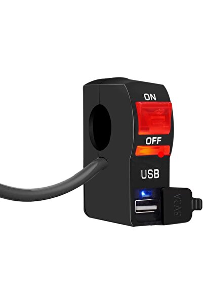 Morvena Picks 22mm 12V/5A Comutator cu buton LED roșu pentru ghidon de motoci...