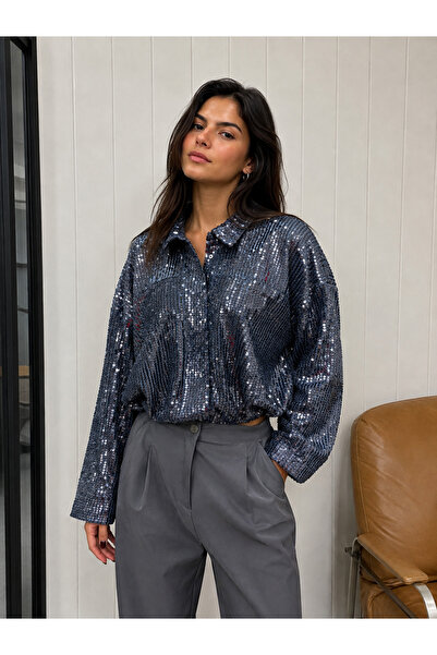 VERYMODA Sequined Oversized Women's Jacket – Zippered Sparkling Stylish Top |...