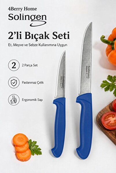 4 Berry Solingen 2’li Paslanmaz Çelik Mutfak Bıçağı Seti – Et, Meyve ve Sebze...
