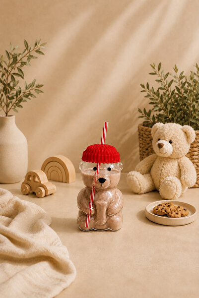 Seral Teddy Bear Glass 550 ml Glass for Cold and Hot Drinks