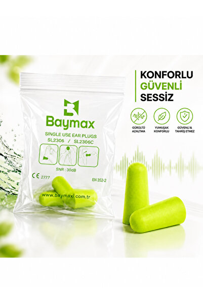 Baymax Tek Kullanımlık Kulak Tıkacı 20'li Paket | 30 dB SNR Gürültü Azaltıcı,...