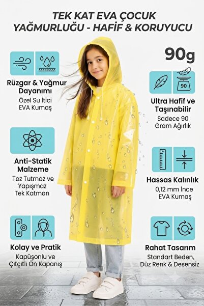 AFETX DEPREM MALZEMELERİ Çocuk Yağmurluk Eva - Sarı
