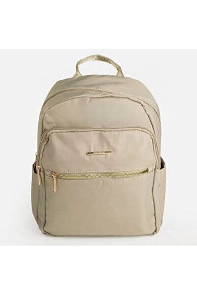 CATIANO Rucsac din nailon bej pentru femei 28x14x37cm