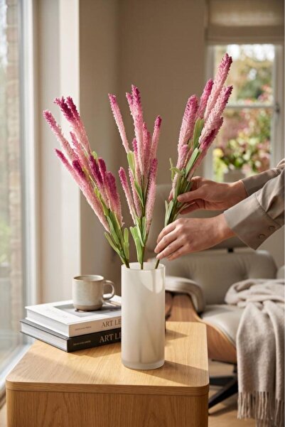 Nettenevime Yapay Çiçek Lateks Köpük Pembe Koyu Lavanta Dalı 35cm Dekoratif Ç...
