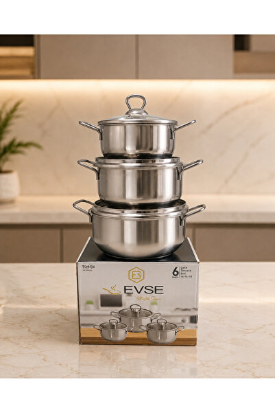 EVSA 6 Piece Steel Cookware Set-14-16-18 cm