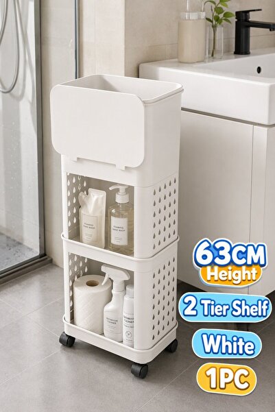 Generic 1 Plastic Space Saving Trash Can Lid Storage Shelf Wall Mount Wheels ...