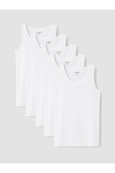 LC Waikiki Lcw Kids White Crew Neck Boys' Undershirt 5-Pack