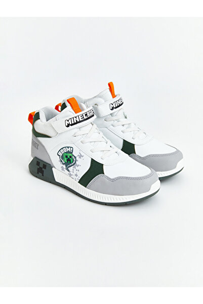 LC Waikiki Peak New Season White Printed Boys' High-Top Sports Shoes