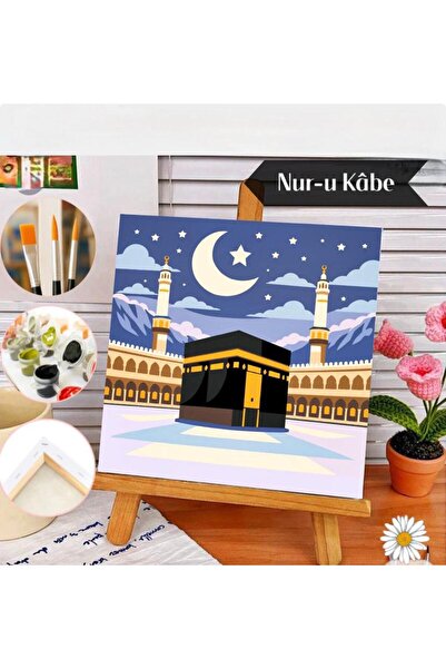 Sayılarla Boyama 20X20 cm Aile Seti Fırça Boya Dahil - Nur-u Kabe