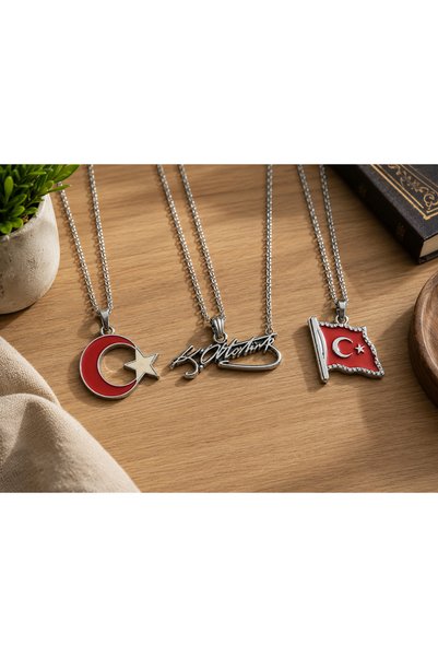 HER ŞEY NOTA www.herseynota.com 3-Piece Set of Moon Star, Turkish Flag and At...
