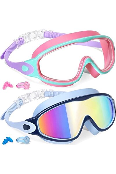 STARSTAR 2pc Kids Silicone Diving Goggles (Ages 3-15) with Nose Protection & ...
