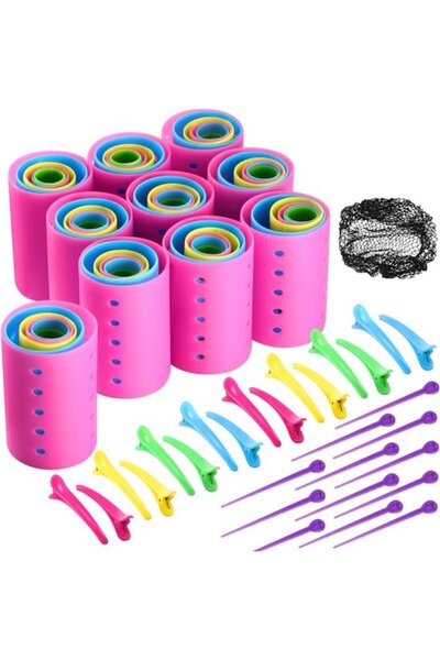 STARSTAR 141-Pc Hair Roller Set, 60 Plastic Curlers with 60 Pins, 20 Duckbill...