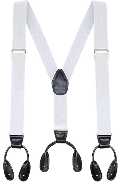 STARSTAR Men's Elastic Adjustable Y-Shaped Back Strap with Buttons (White)