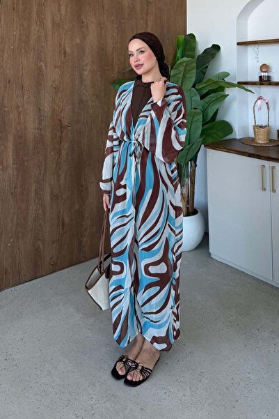 Hazamoda Patterned long pareo turquoise