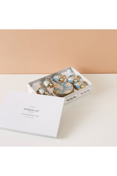 Lifestyle Floral Print 12-Piece Porcelain Cup and Saucer Set